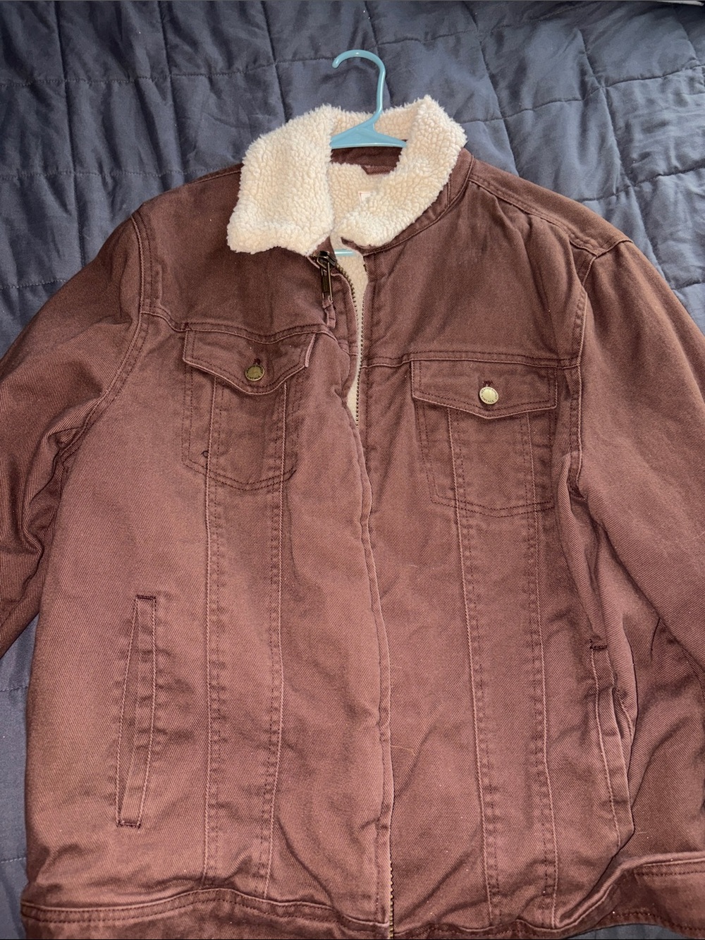 Weatherproof Brown Jacket with Cream Sherpa Collar